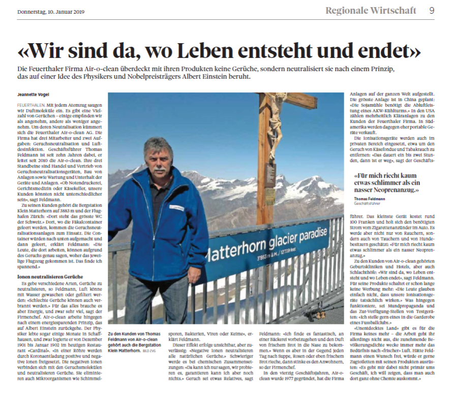 Read more about the article Air-O-Clean in den Schaffhauser Nachrichten / News